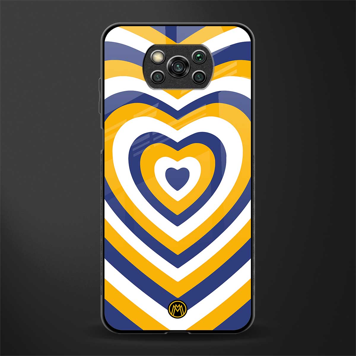 y2k yellow blue hearts aesthetic glass case for poco x3 image