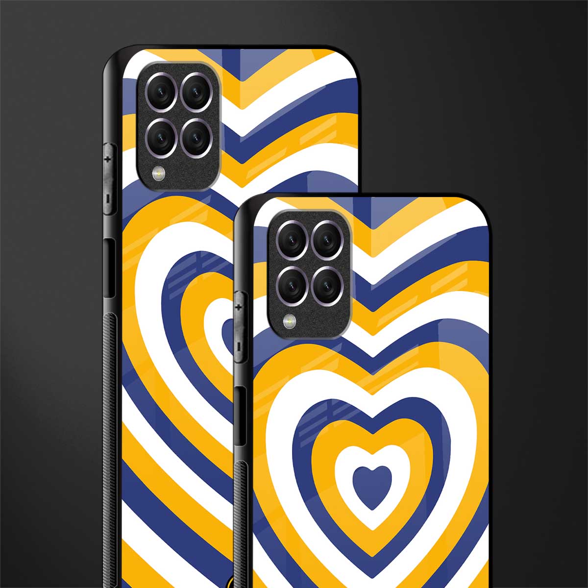 y2k yellow blue hearts aesthetic glass case for samsung galaxy f62 image-2