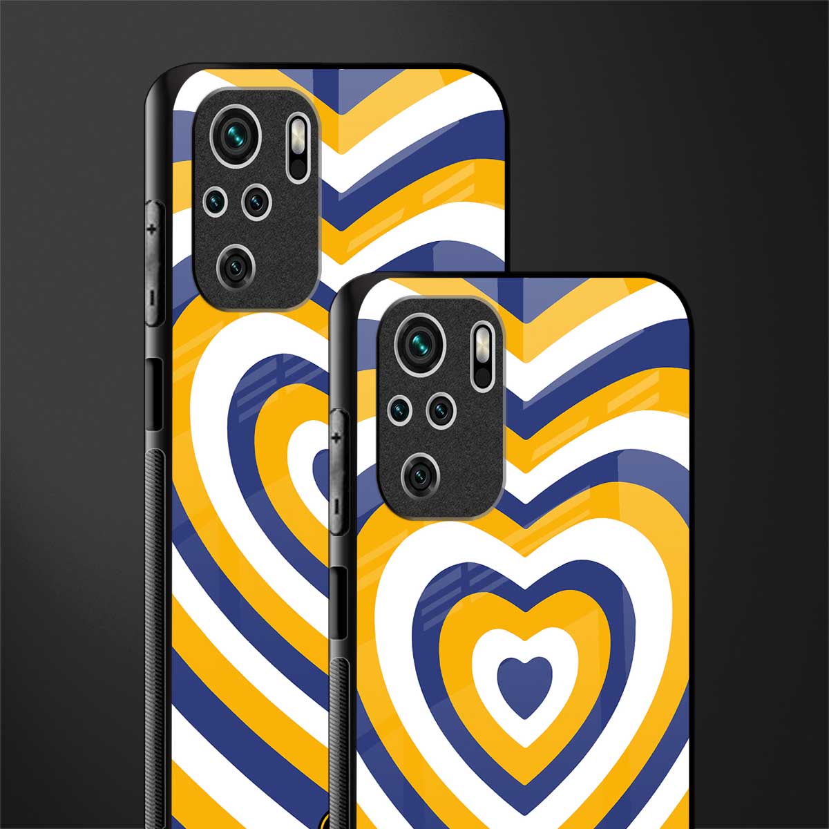 y2k yellow blue hearts aesthetic glass case for redmi note 10s image-2