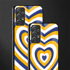 y2k yellow blue hearts aesthetic glass case for samsung galaxy a52s 5g image-2