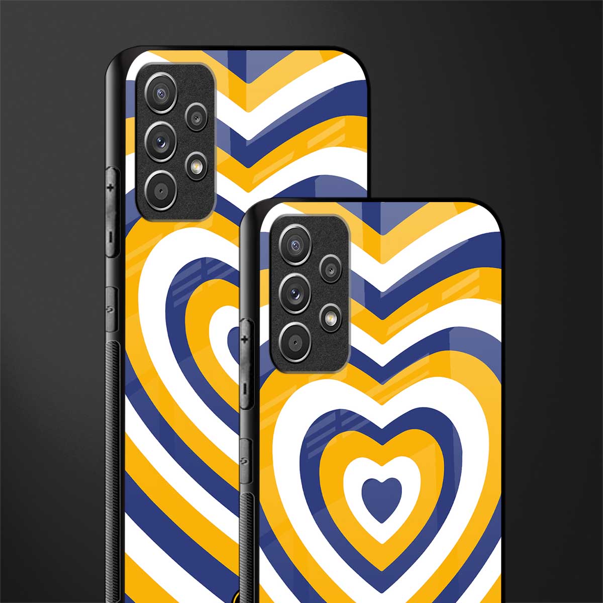 y2k yellow blue hearts aesthetic glass case for samsung galaxy a72 image-2