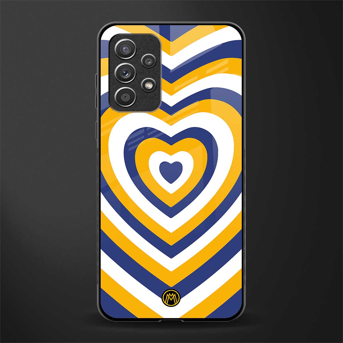 y2k yellow blue hearts aesthetic glass case for samsung galaxy a52 image