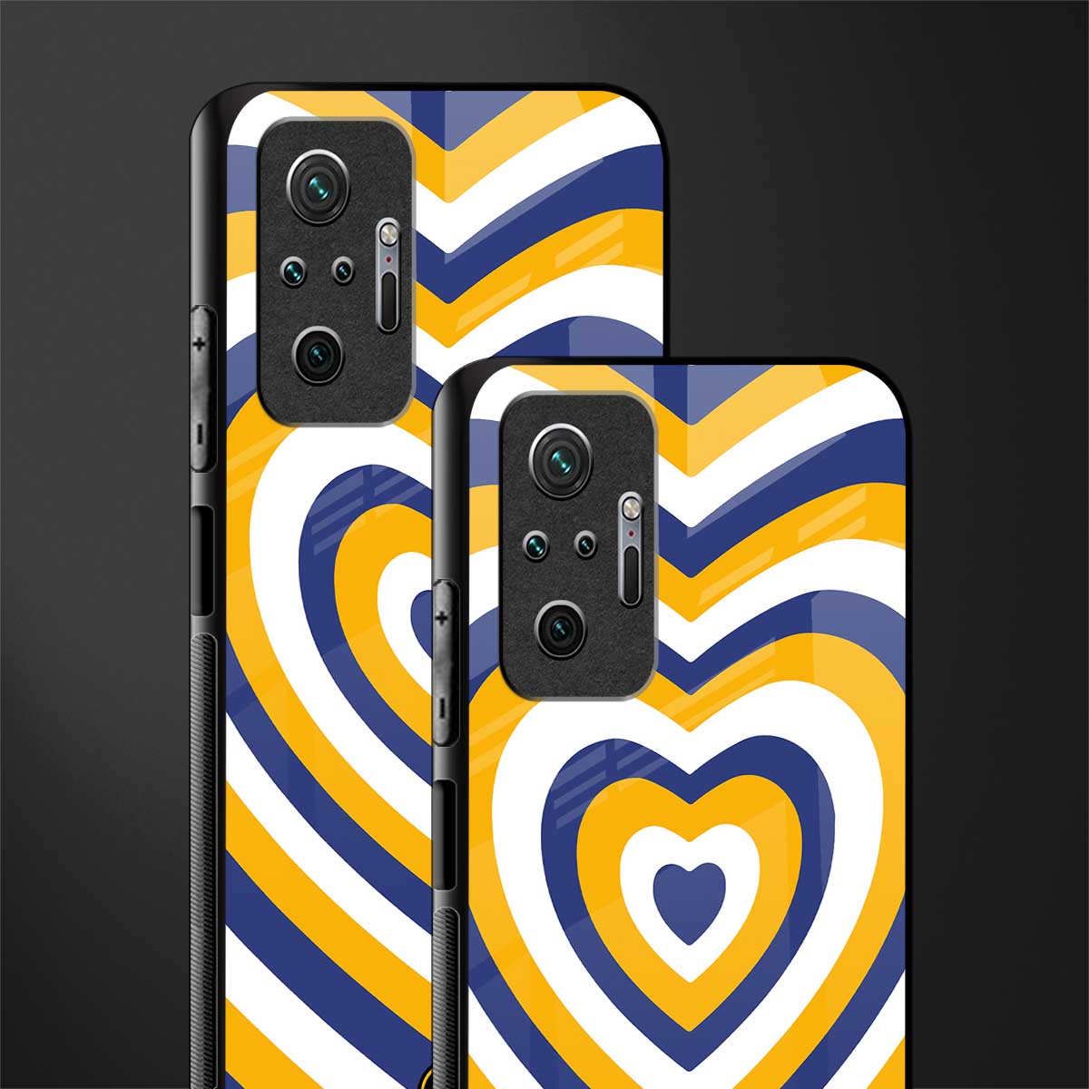 y2k yellow blue hearts aesthetic glass case for redmi note 10 pro max image-2