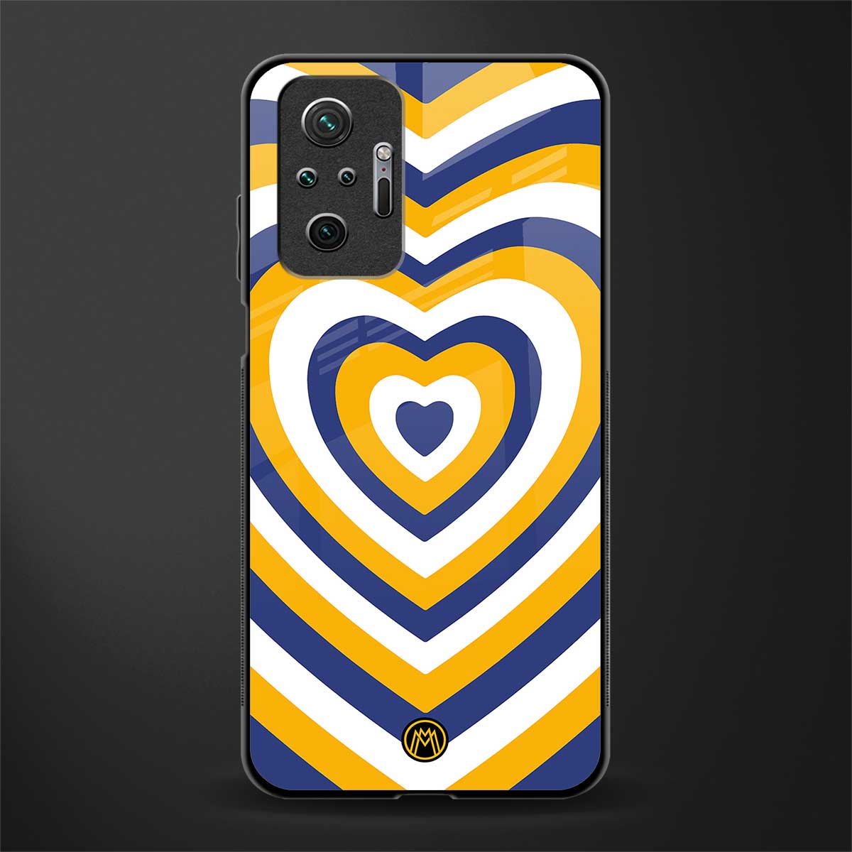y2k yellow blue hearts aesthetic glass case for redmi note 10 pro max image