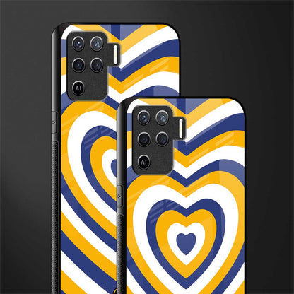 y2k yellow blue hearts aesthetic glass case for oppo f19 pro image-2