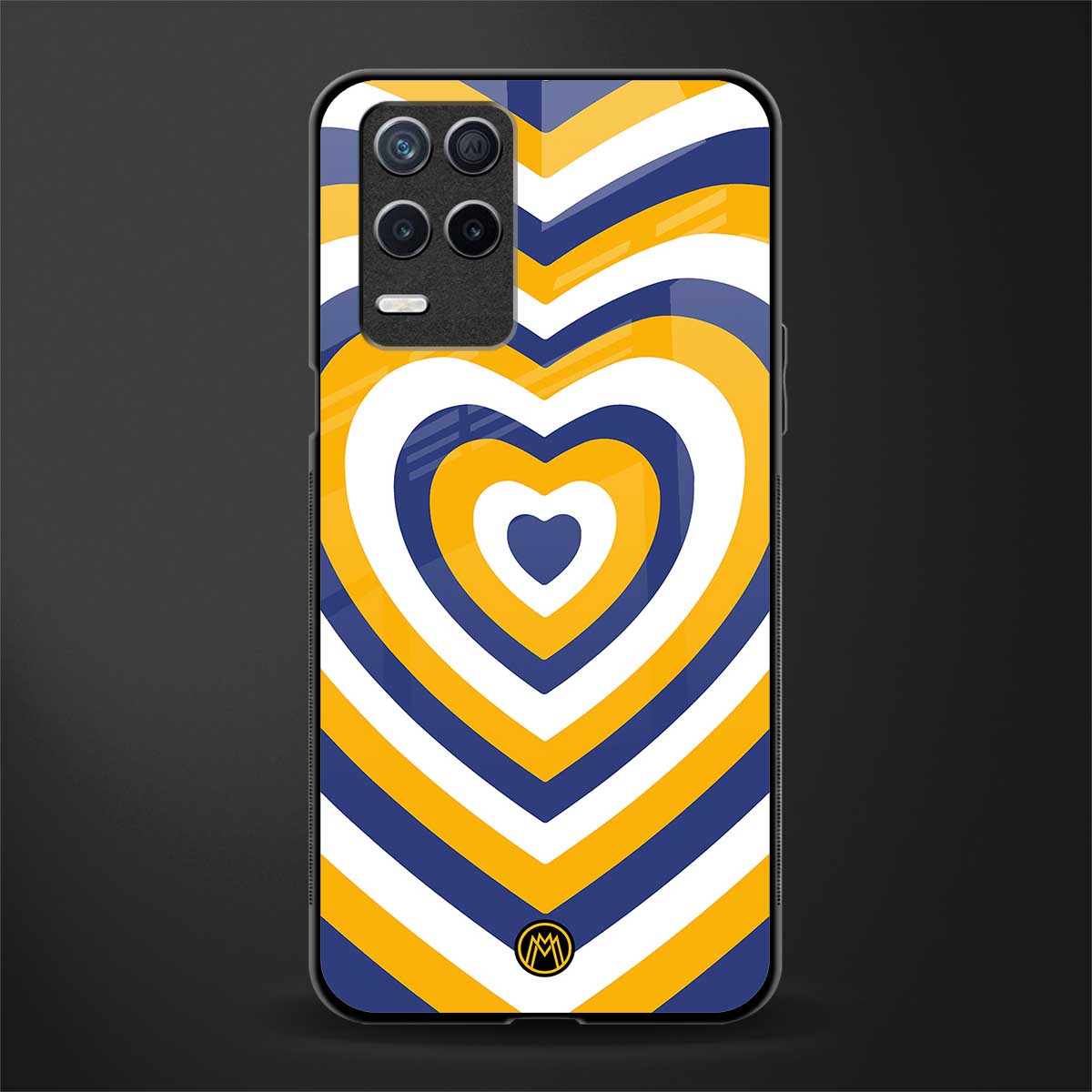 y2k yellow blue hearts aesthetic glass case for realme 8 5g image