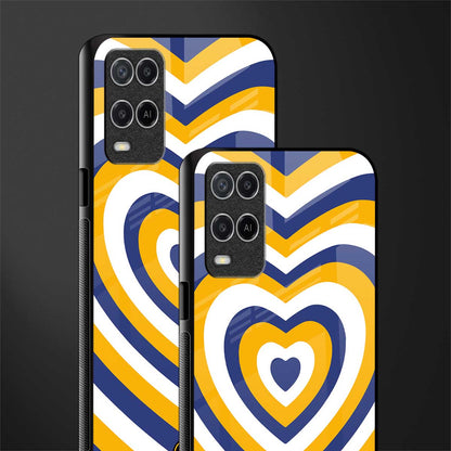 y2k yellow blue hearts aesthetic glass case for oppo a54 image-2
