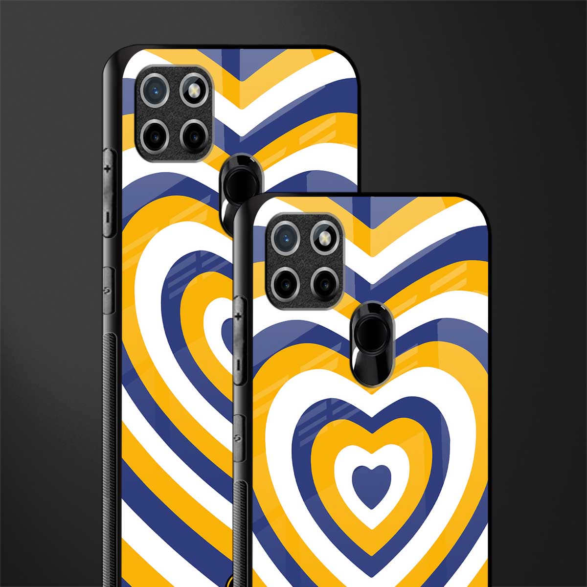 y2k yellow blue hearts aesthetic glass case for realme c21 image-2