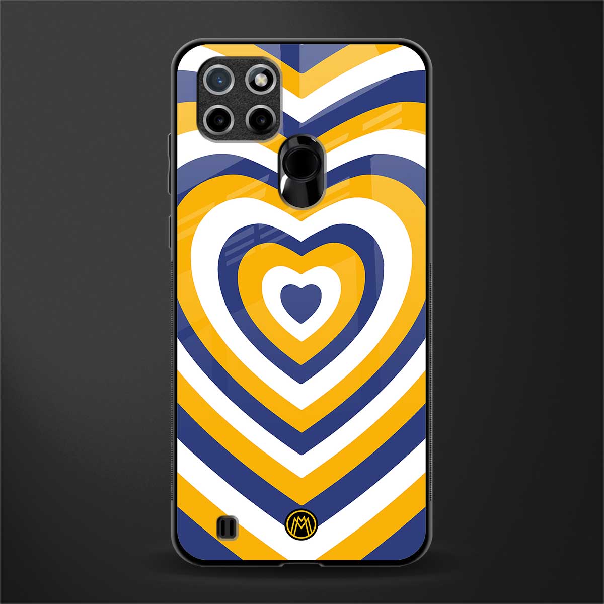y2k yellow blue hearts aesthetic glass case for realme c21 image