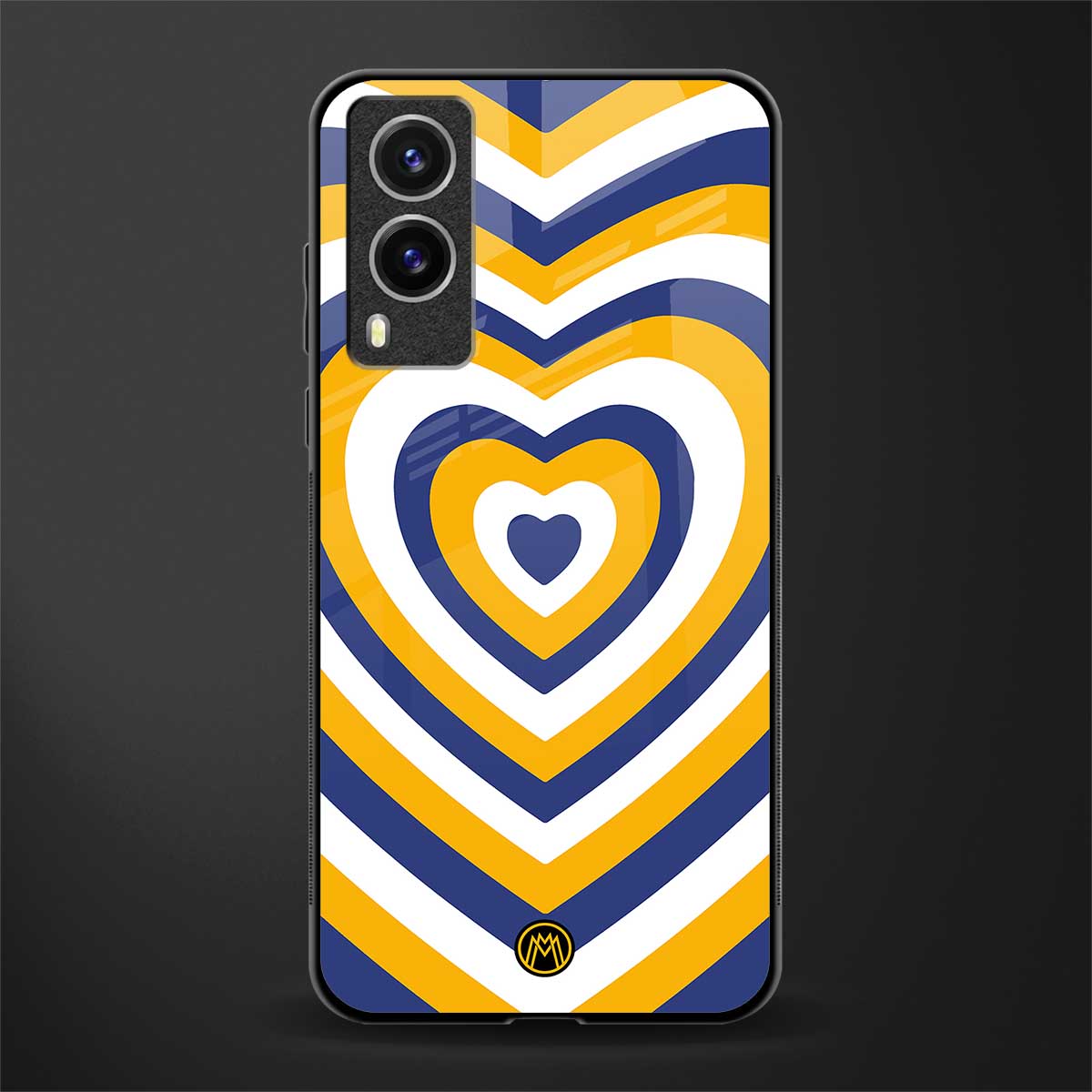 y2k yellow blue hearts aesthetic glass case for vivo v21e 5g image