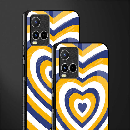 y2k yellow blue hearts aesthetic glass case for vivo y33s vivo y33t image-2