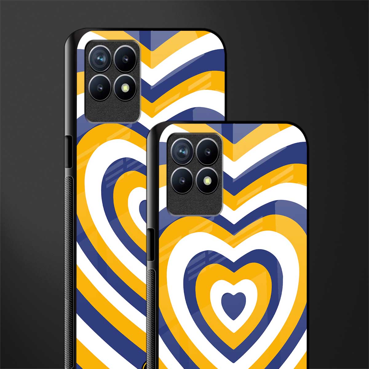 y2k yellow blue hearts aesthetic glass case for realme 8i image-2