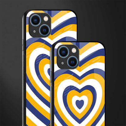 y2k yellow blue hearts aesthetic glass case for iphone 13 image-2
