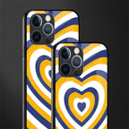 y2k yellow blue hearts aesthetic glass case for iphone 12 pro image-2