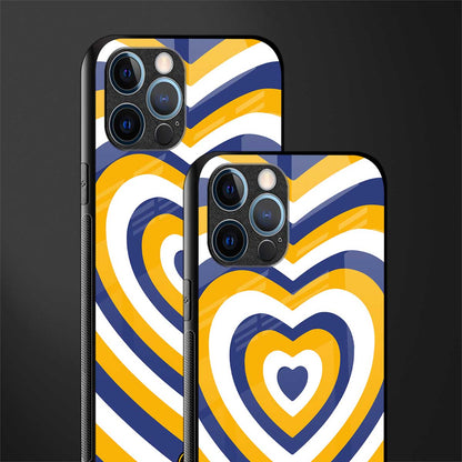y2k yellow blue hearts aesthetic glass case for iphone 12 pro max image-2