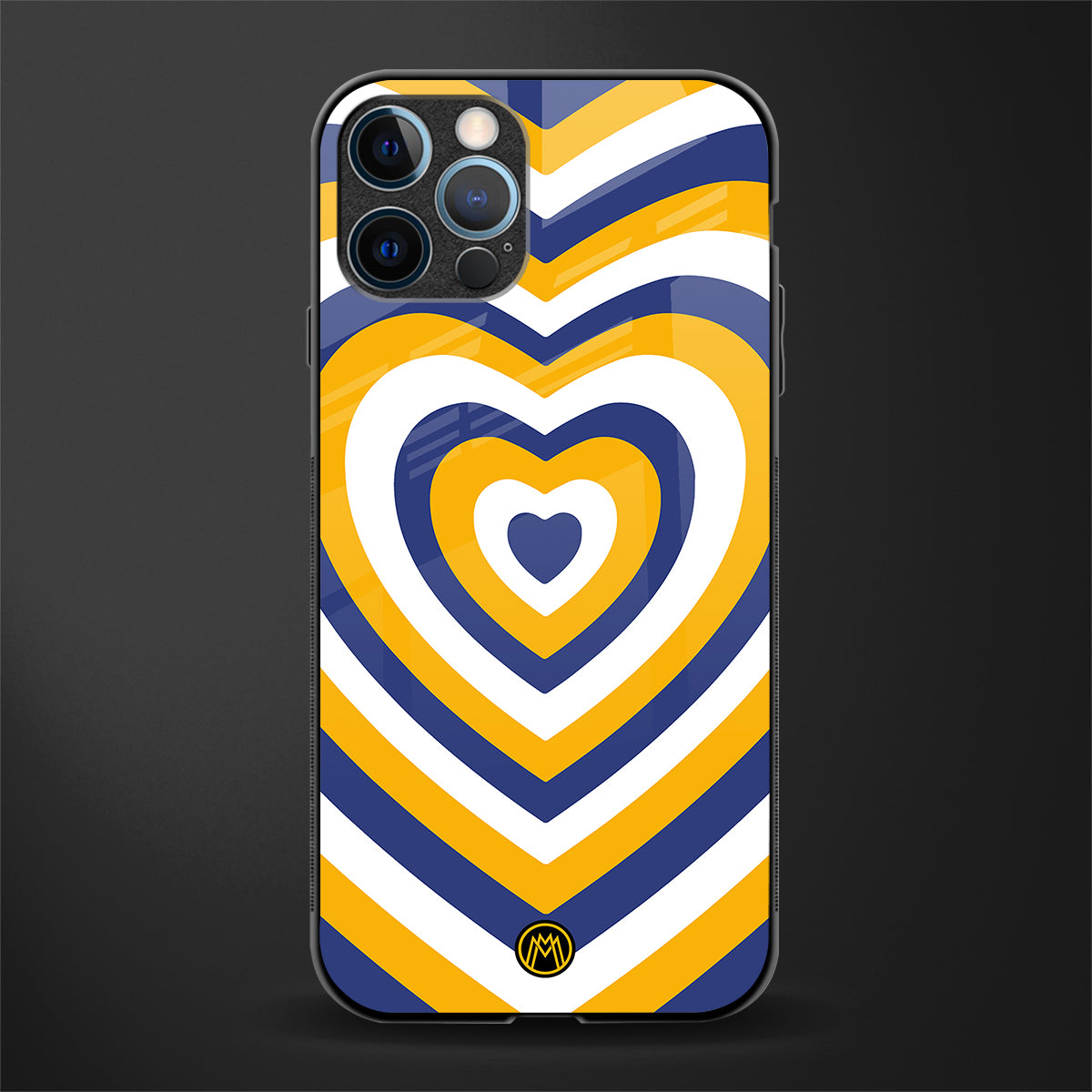 y2k yellow blue hearts aesthetic glass case for iphone 12 pro max image
