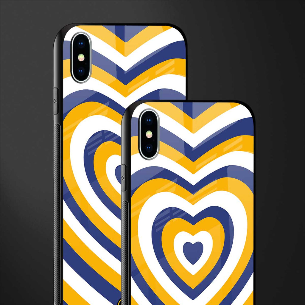 y2k yellow blue hearts aesthetic glass case for iphone xs max image-2