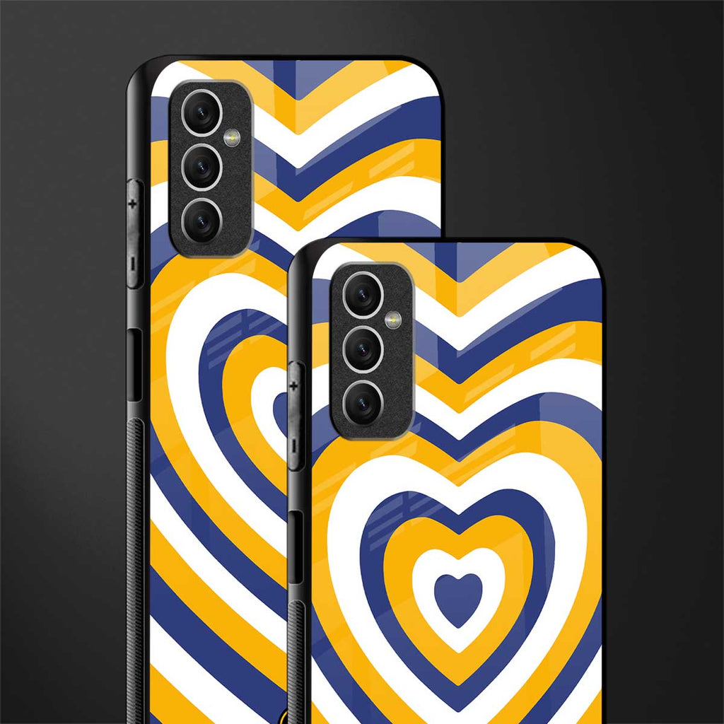 y2k yellow blue hearts aesthetic glass case for samsung galaxy m52 5g image-2