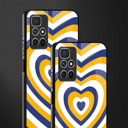 y2k yellow blue hearts aesthetic glass case for redmi 10 prime image-2