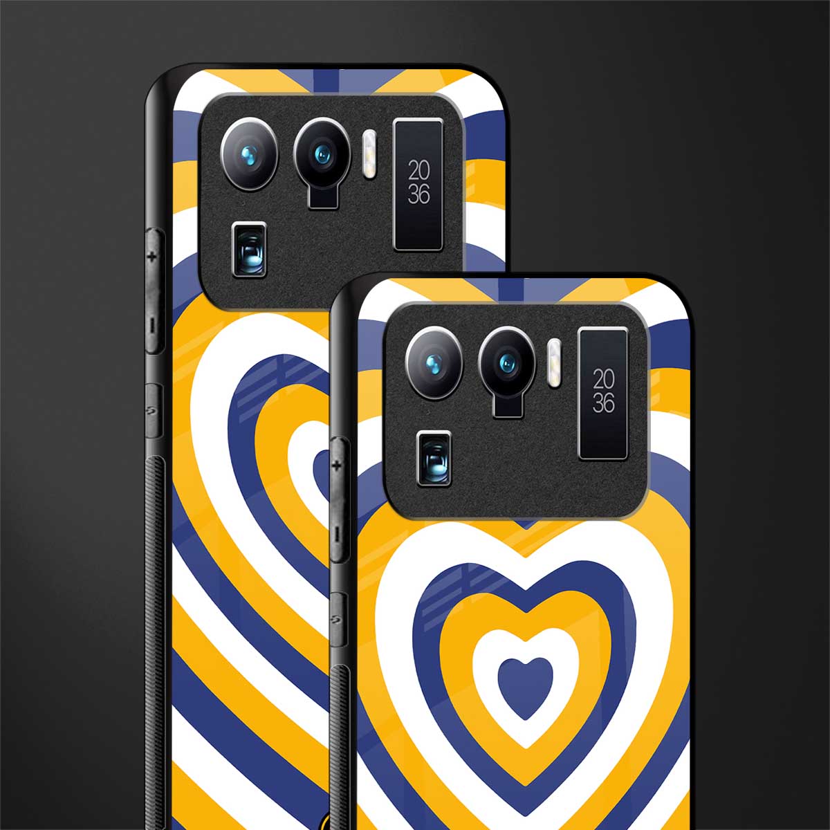 y2k yellow blue hearts aesthetic glass case for mi 11 ultra 5g image-2