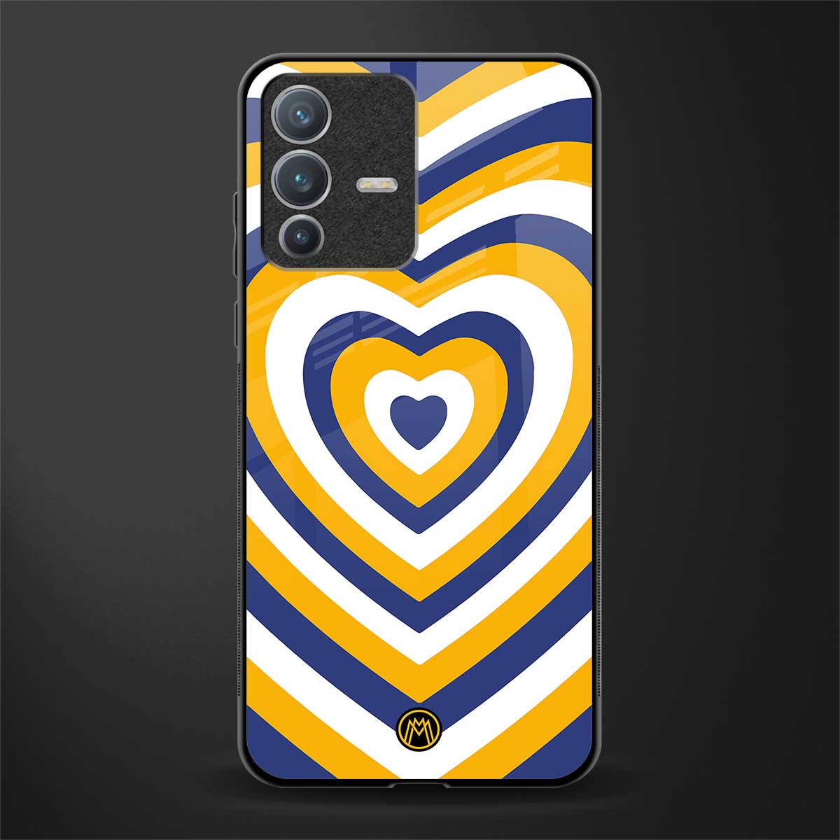 y2k yellow blue hearts aesthetic glass case for vivo v23 pro 5g image