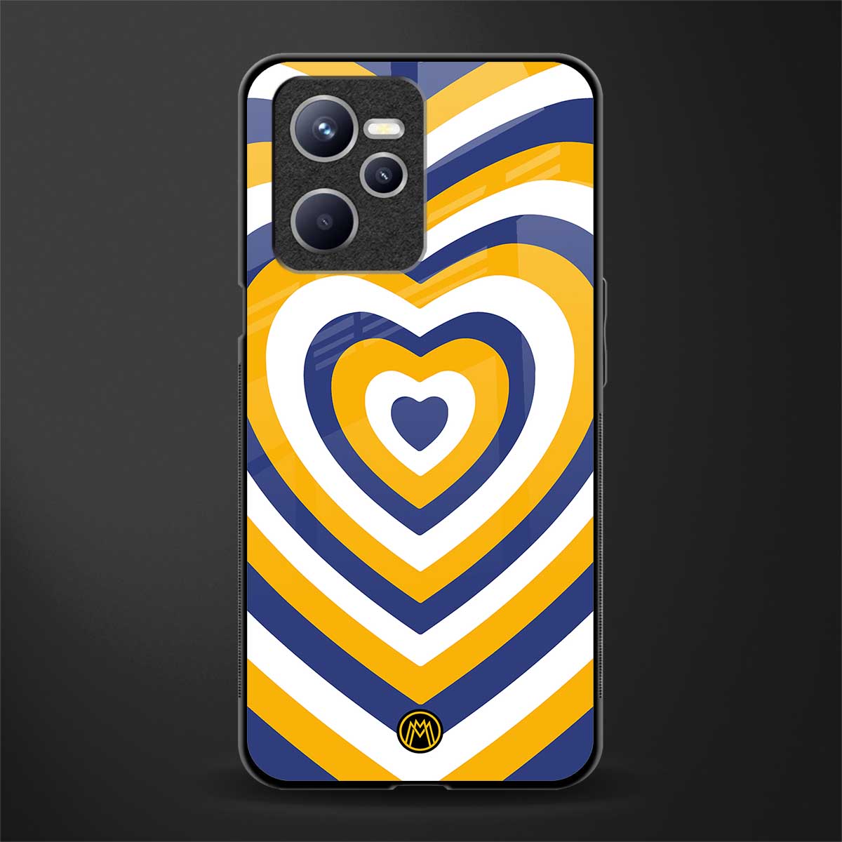 y2k yellow blue hearts aesthetic glass case for realme c35 image