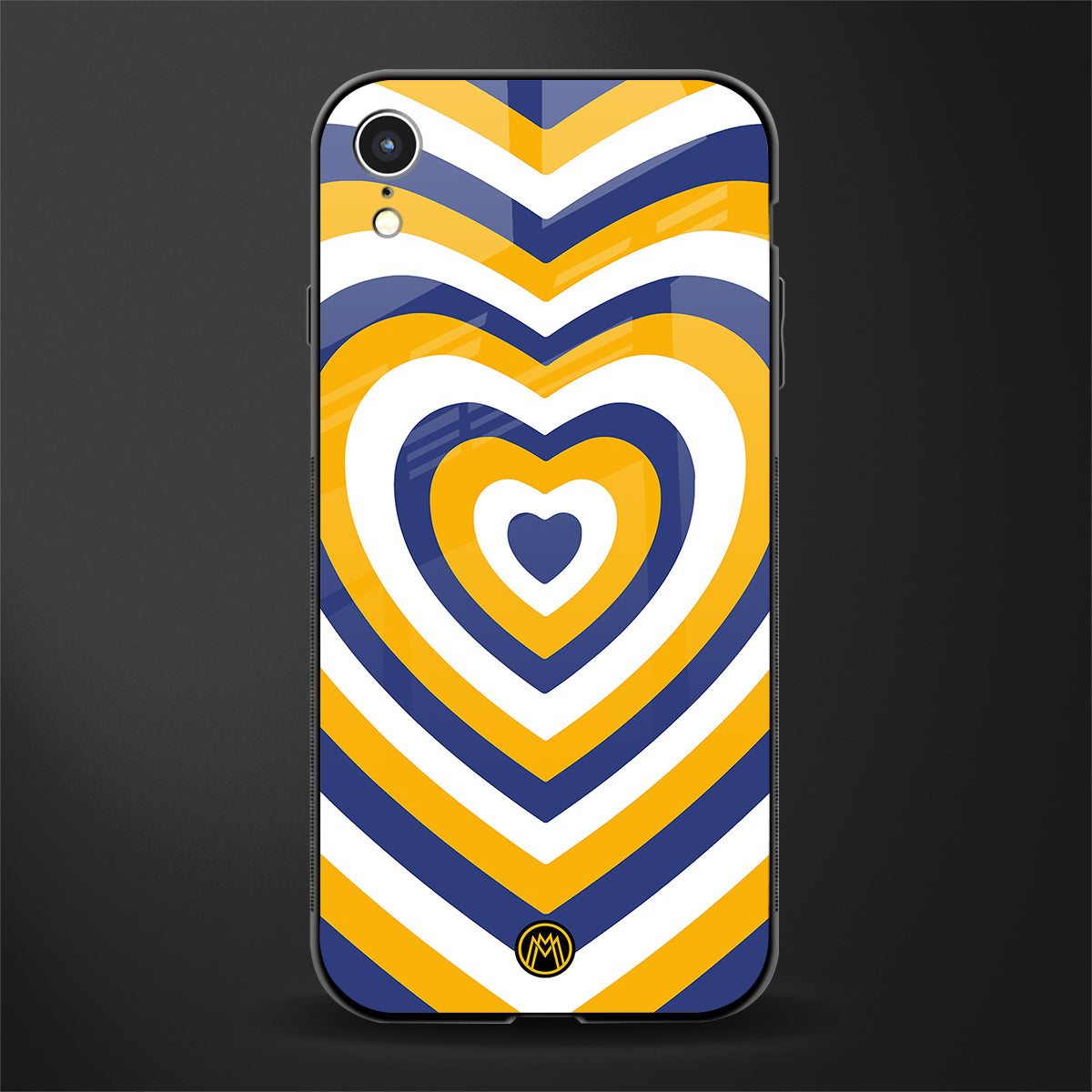 y2k yellow blue hearts aesthetic glass case for iphone xr image