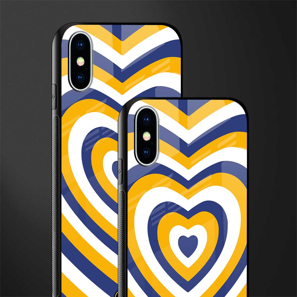 y2k yellow blue hearts aesthetic glass case for iphone xs image-2