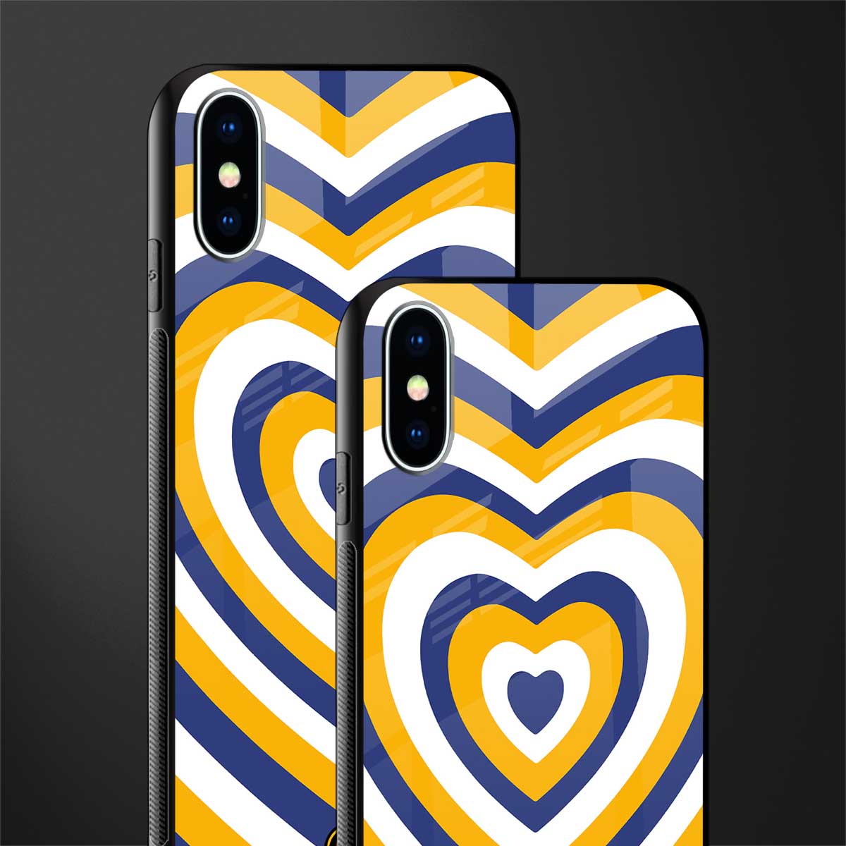 y2k yellow blue hearts aesthetic glass case for iphone x image-2