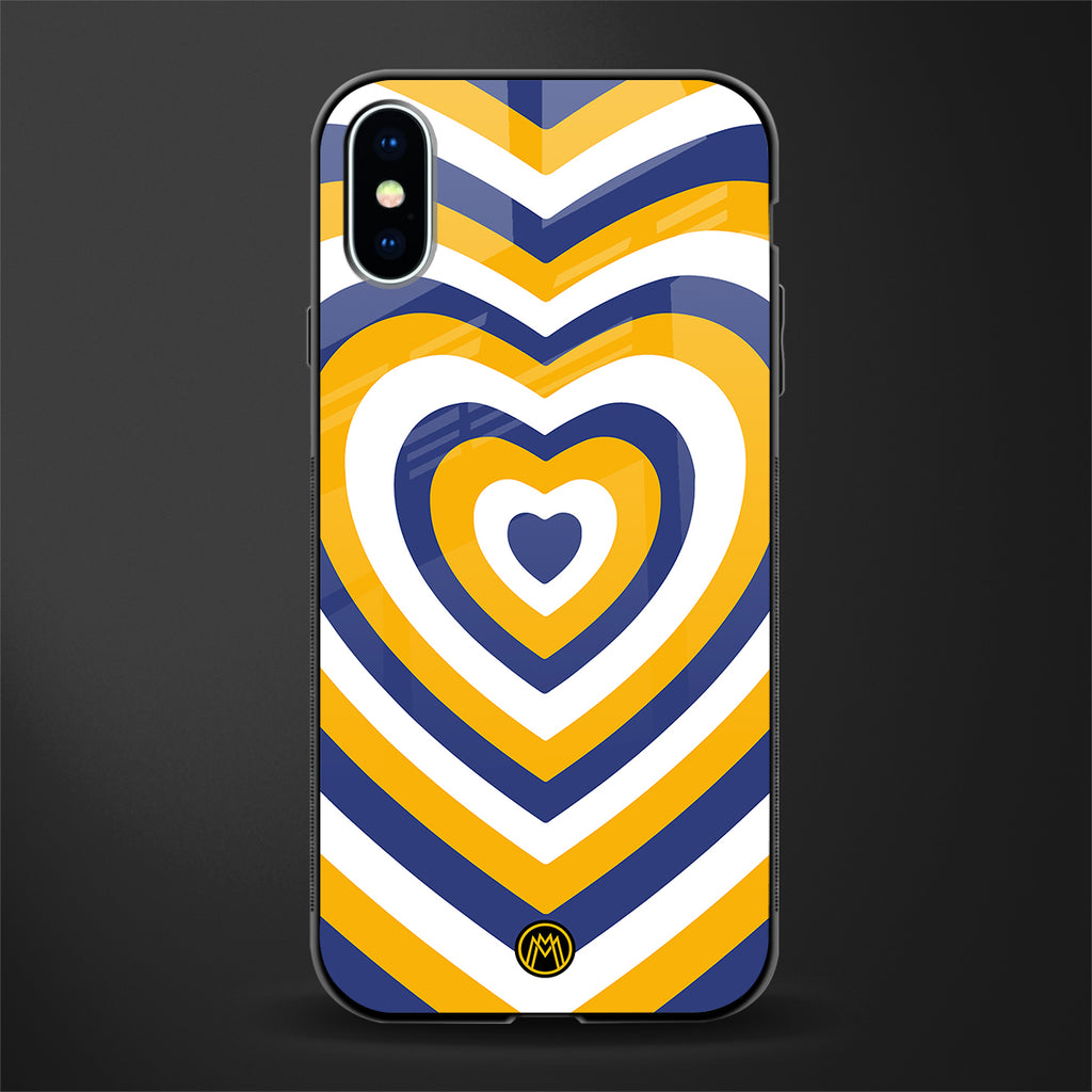 y2k yellow blue hearts aesthetic glass case for iphone xs image
