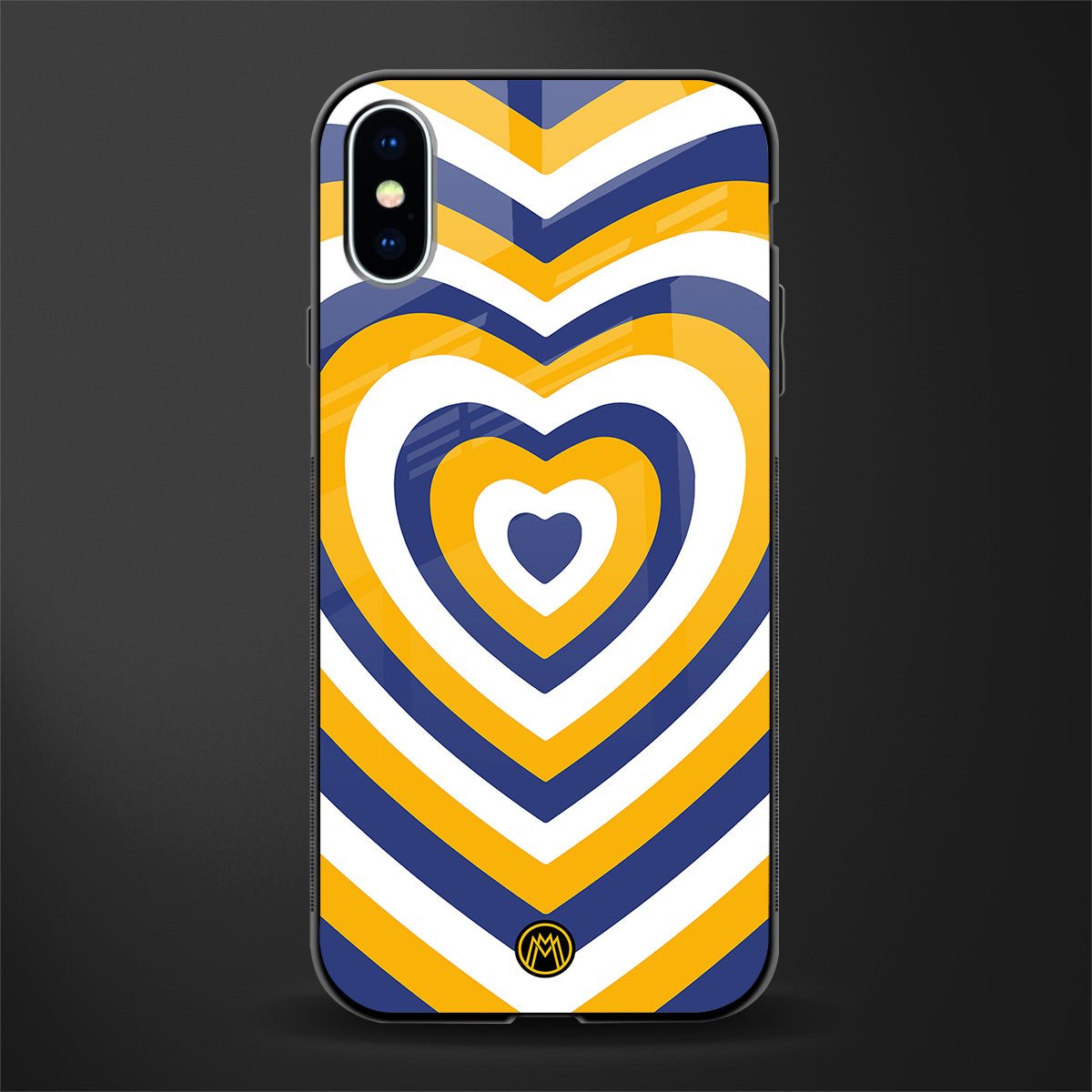 y2k yellow blue hearts aesthetic glass case for iphone xs image