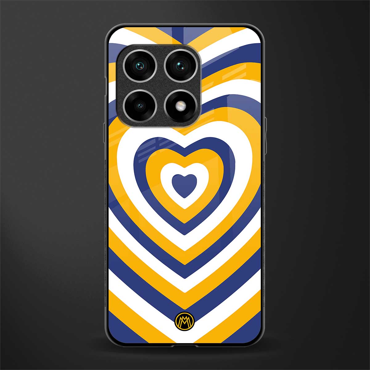y2k yellow blue hearts aesthetic glass case for oneplus 10 pro 5g image