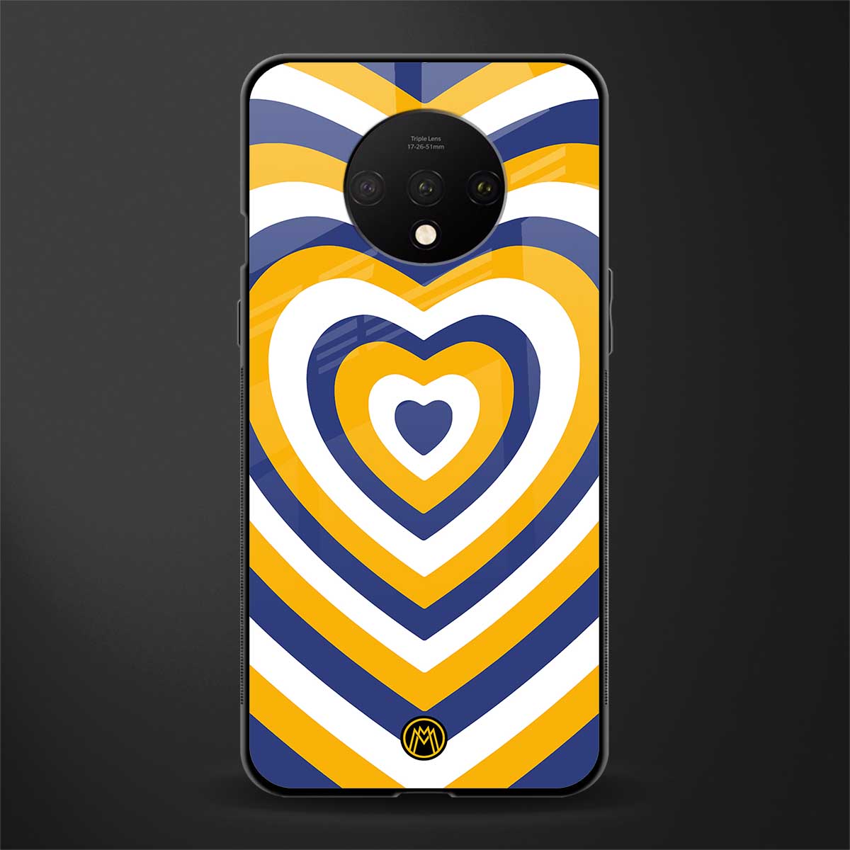 y2k yellow blue hearts aesthetic glass case for oneplus 7t image
