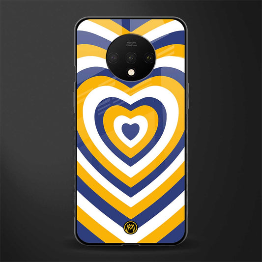 y2k yellow blue hearts aesthetic glass case for oneplus 7t image