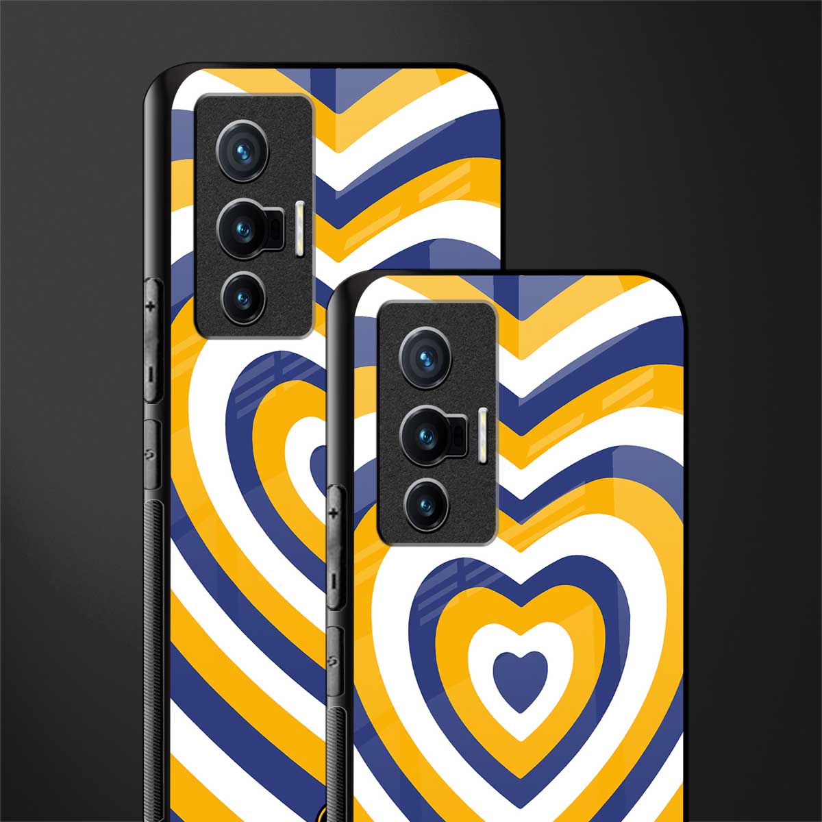 y2k yellow blue hearts aesthetic glass case for vivo x70 image-2