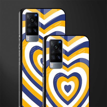 y2k yellow blue hearts aesthetic glass case for vivo x60 image-2