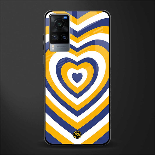 y2k yellow blue hearts aesthetic glass case for vivo x60 image