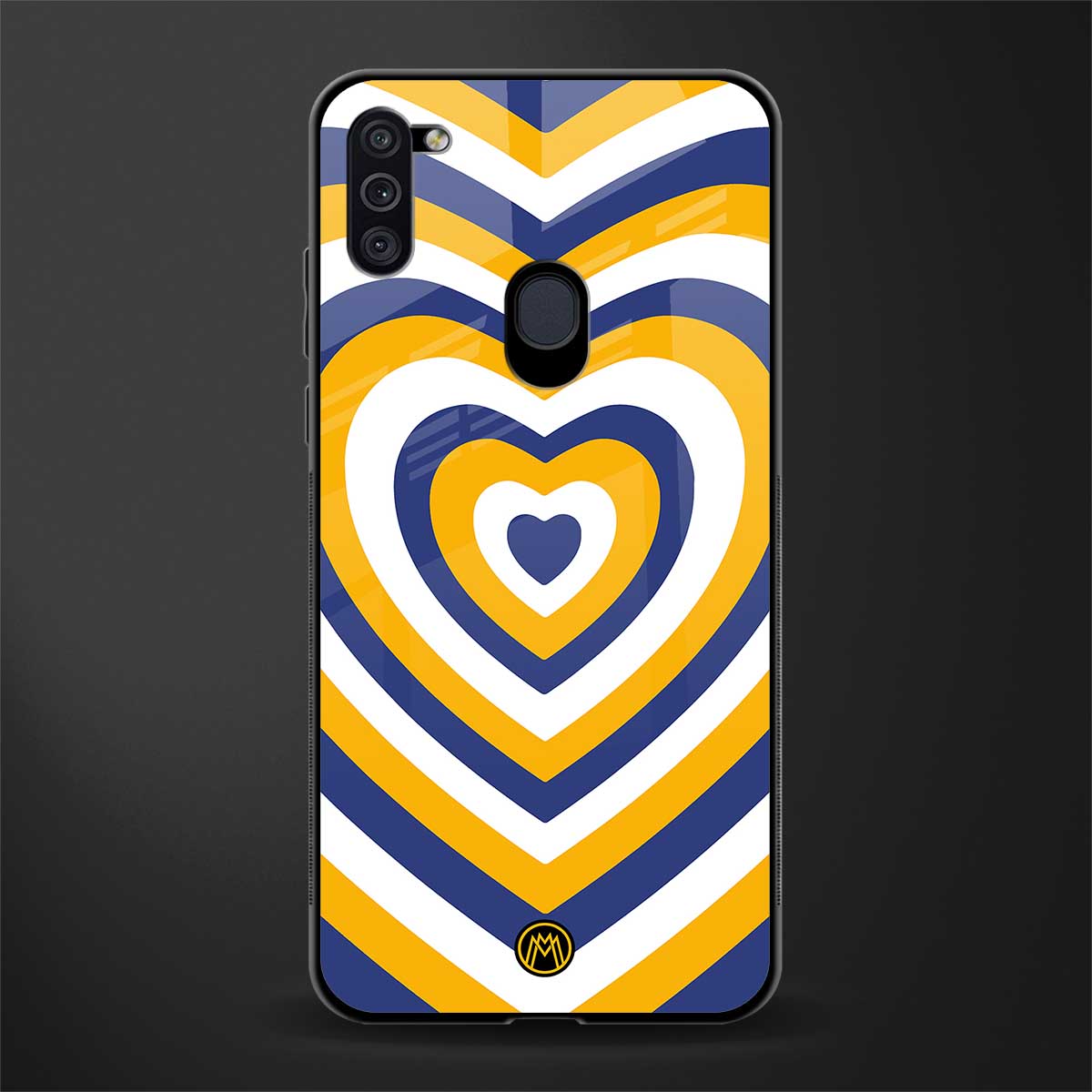 y2k yellow blue hearts aesthetic glass case for samsung galaxy m11 image