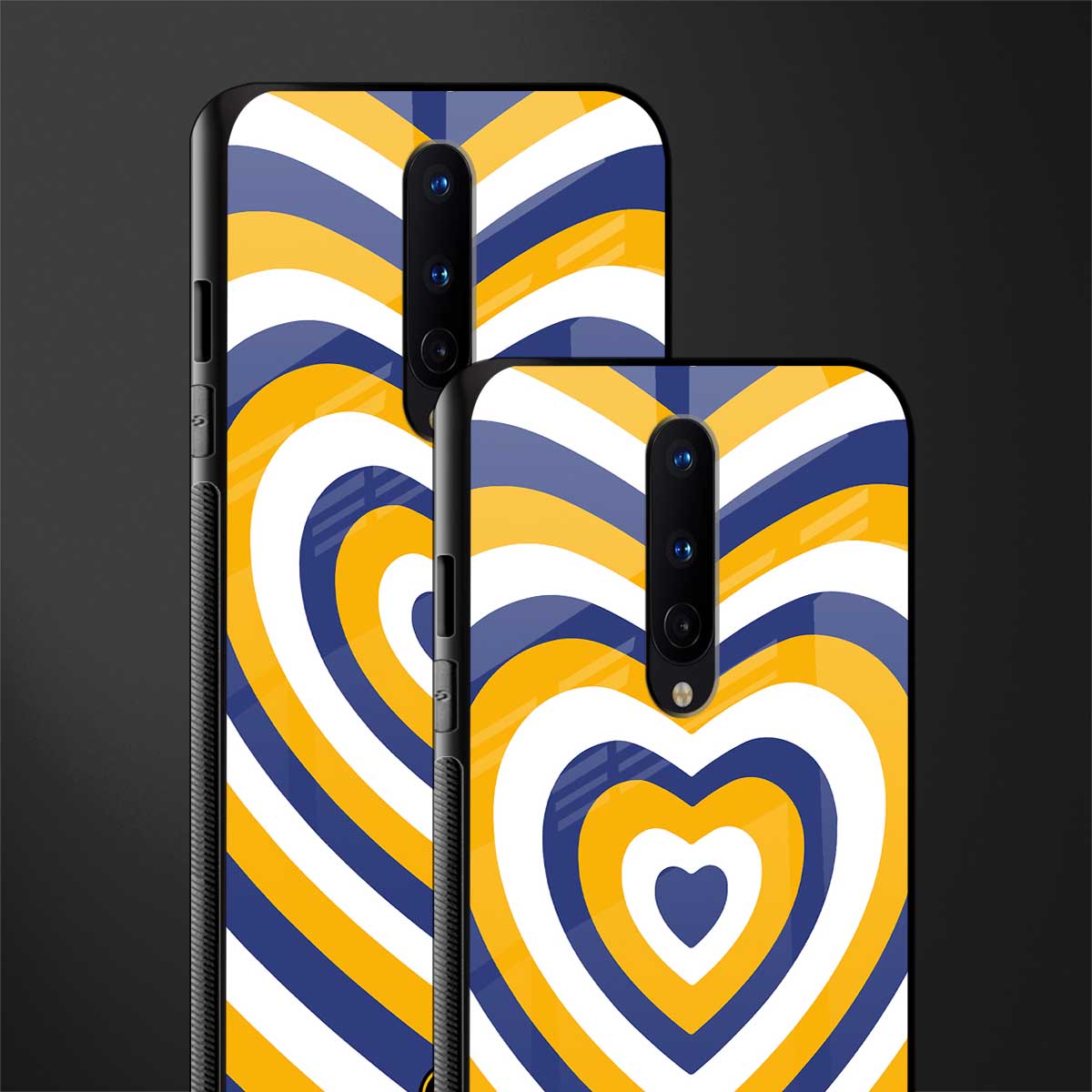 y2k yellow blue hearts aesthetic glass case for oneplus 8 image-2