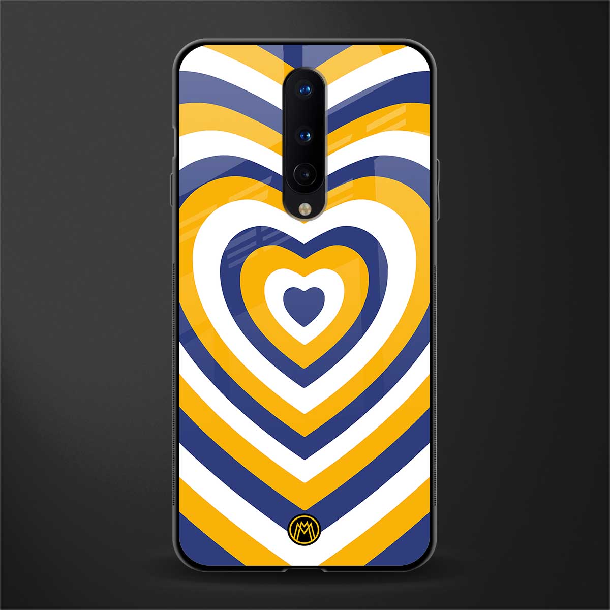 y2k yellow blue hearts aesthetic glass case for oneplus 8 image