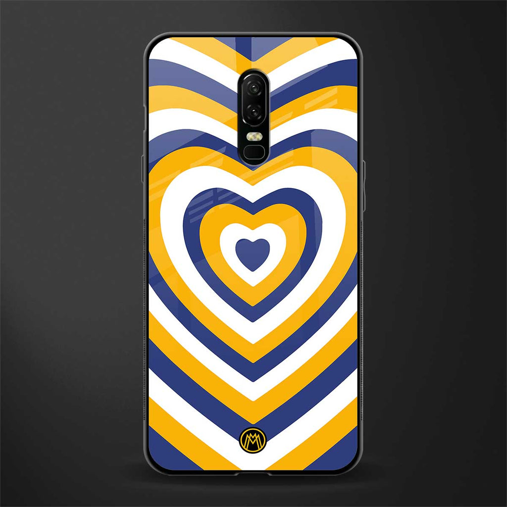y2k yellow blue hearts aesthetic glass case for oneplus 6 image
