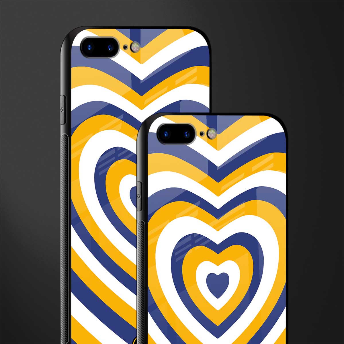 y2k yellow blue hearts aesthetic glass case for iphone 8 plus image-2