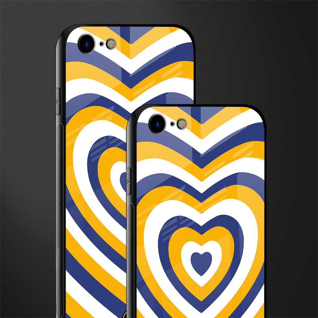 y2k yellow blue hearts aesthetic glass case for iphone 7 image-2