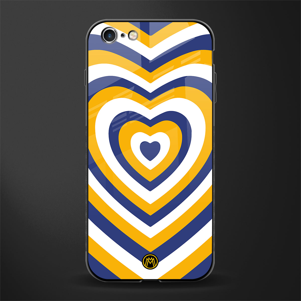 y2k yellow blue hearts aesthetic glass case for iphone 6s image
