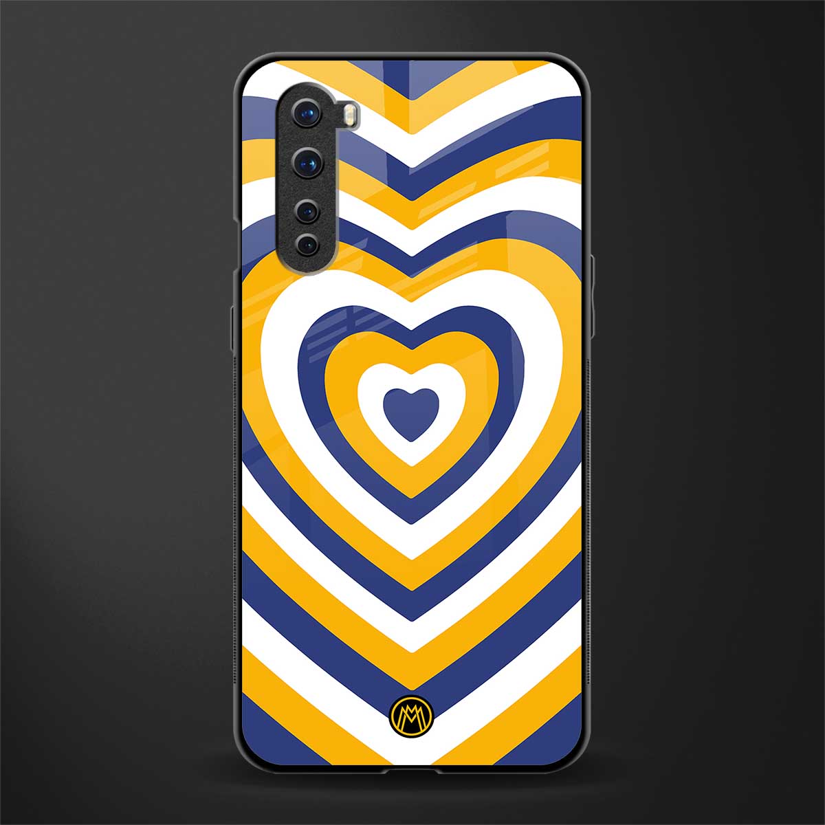 y2k yellow blue hearts aesthetic glass case for oneplus nord ac2001 image