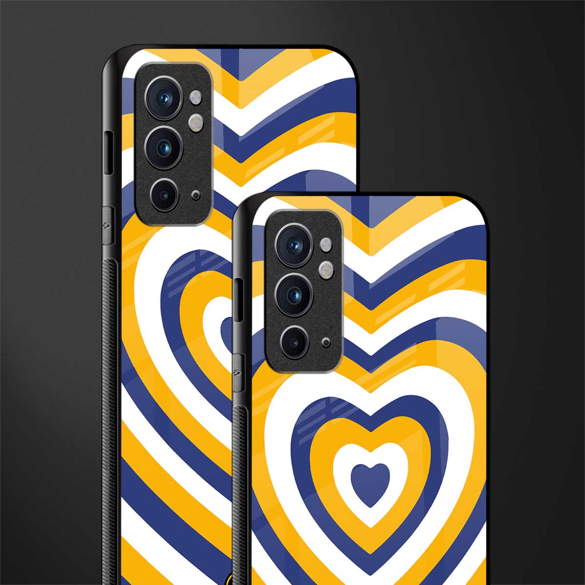 y2k yellow blue hearts aesthetic glass case for oneplus 9rt image-2