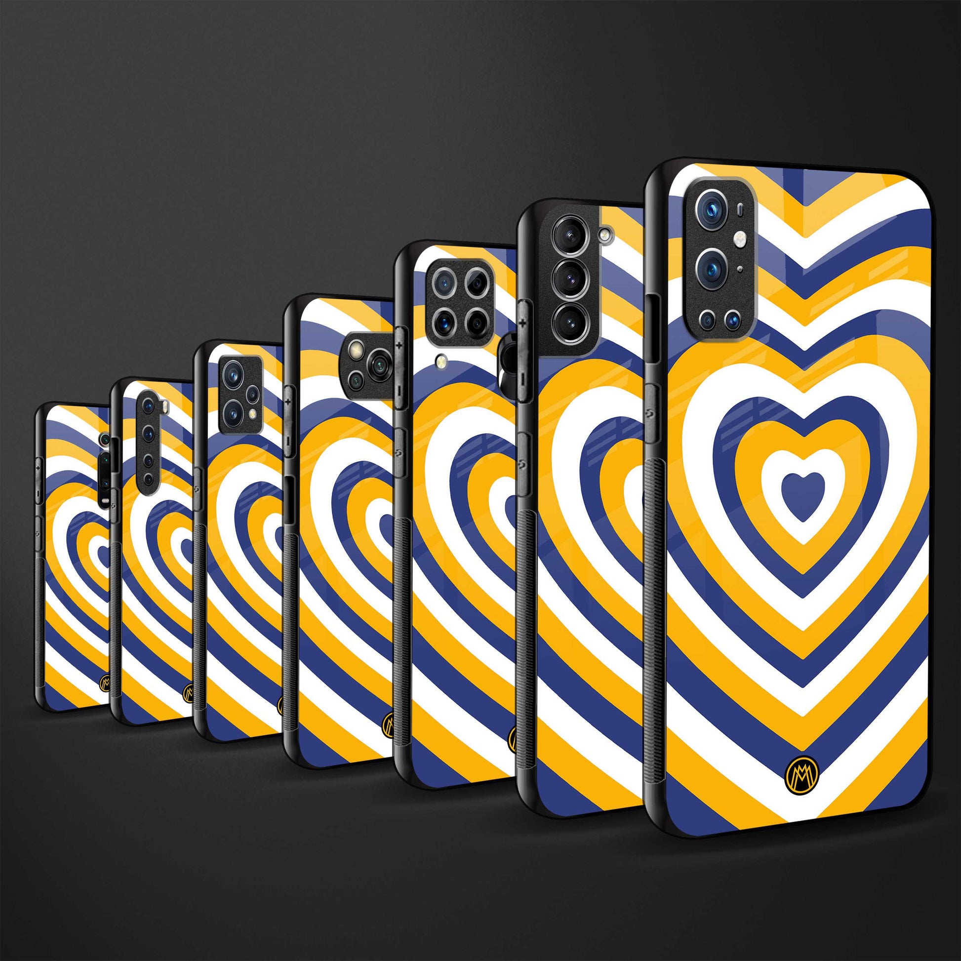y2k yellow blue hearts aesthetic glass case for vivo y31 image-3