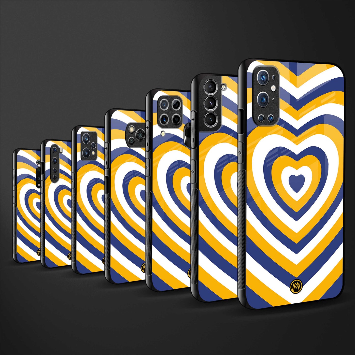 y2k yellow blue hearts aesthetic glass case for oppo reno 2z image-3