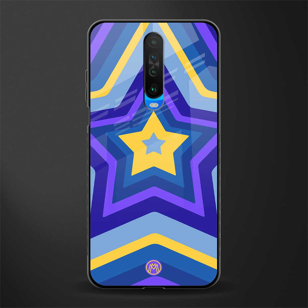 y2k yellow blue stars glass case for poco x2 image