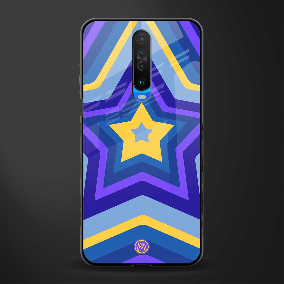 y2k yellow blue stars glass case for poco x2 image